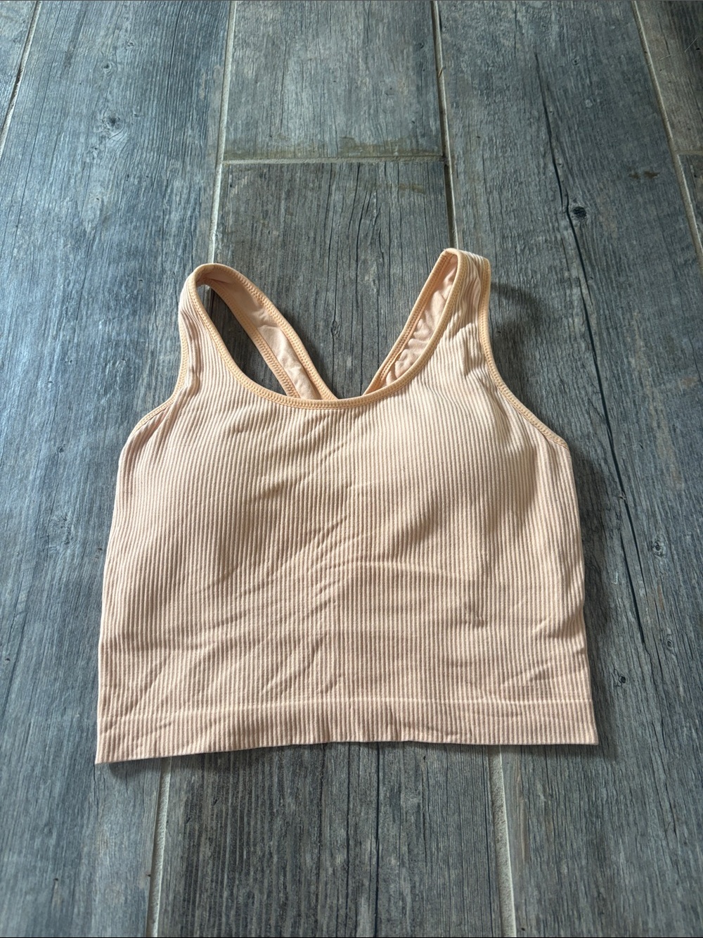 CALIA by Carrie Underwood Ribbed Seamless Sports Bra in Peach